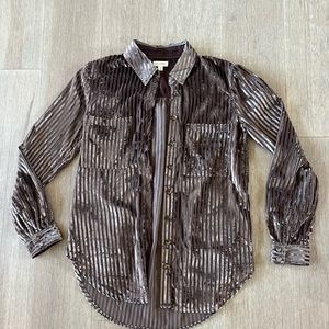 Pilcro Velvet Burnout Blouse, xxs